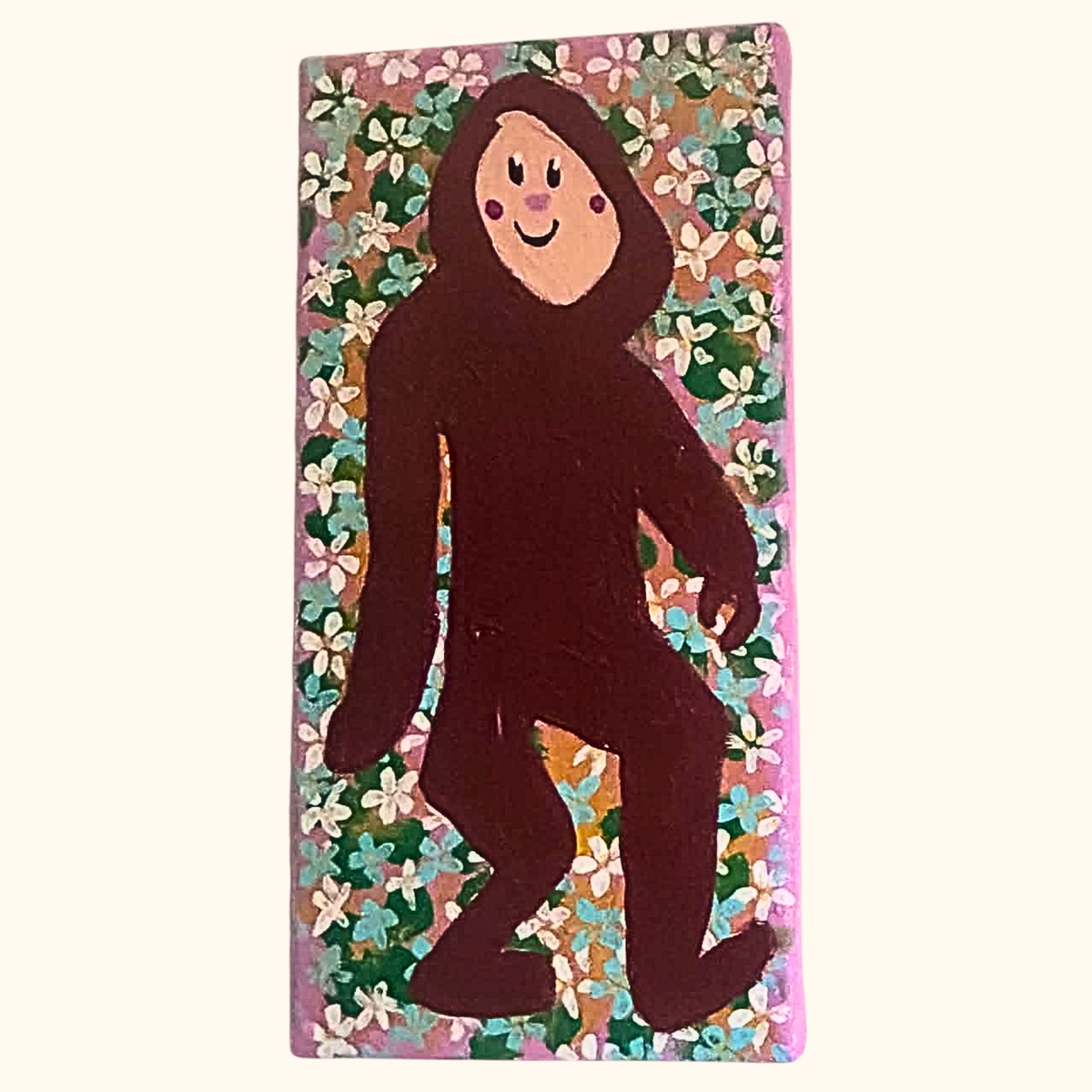 Big Foot in the Flowers Painting on 12x4 Stretched Canvas