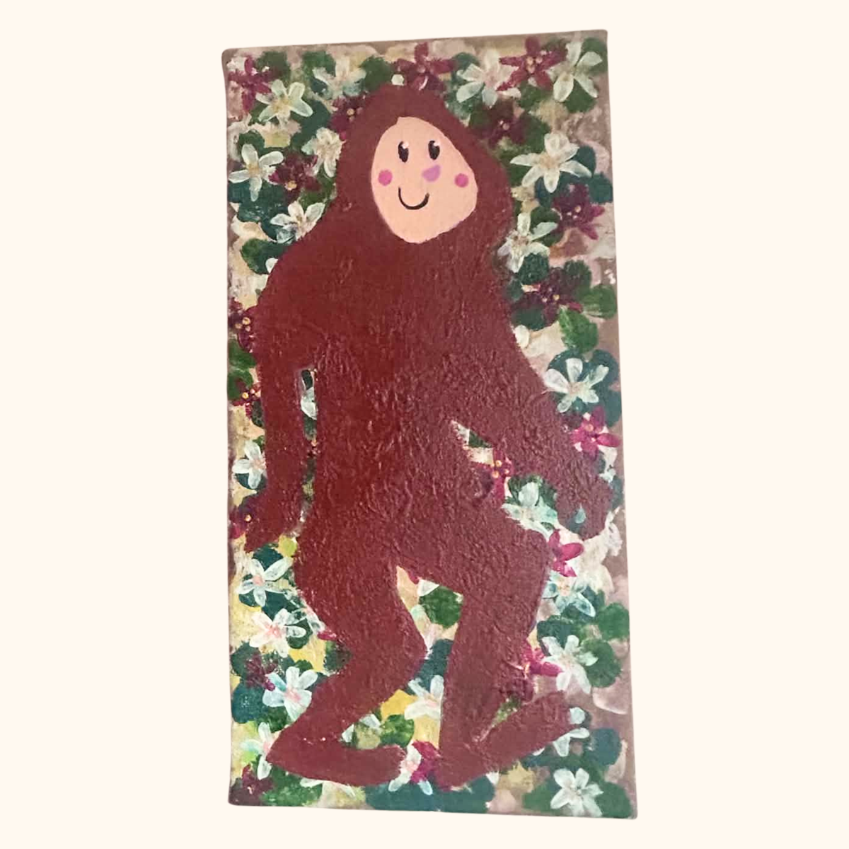 Big Foot in the Flowers Painting on 12x4 Stretched Canvas