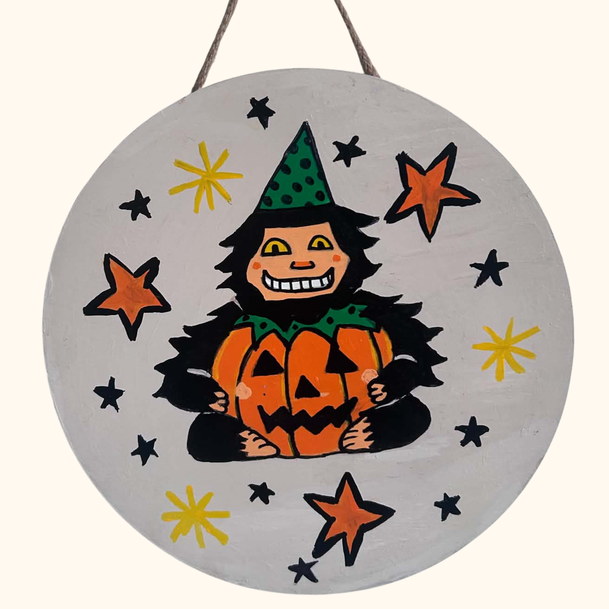 Hand Painted Retro Bigfoot Halloween Door Hanger