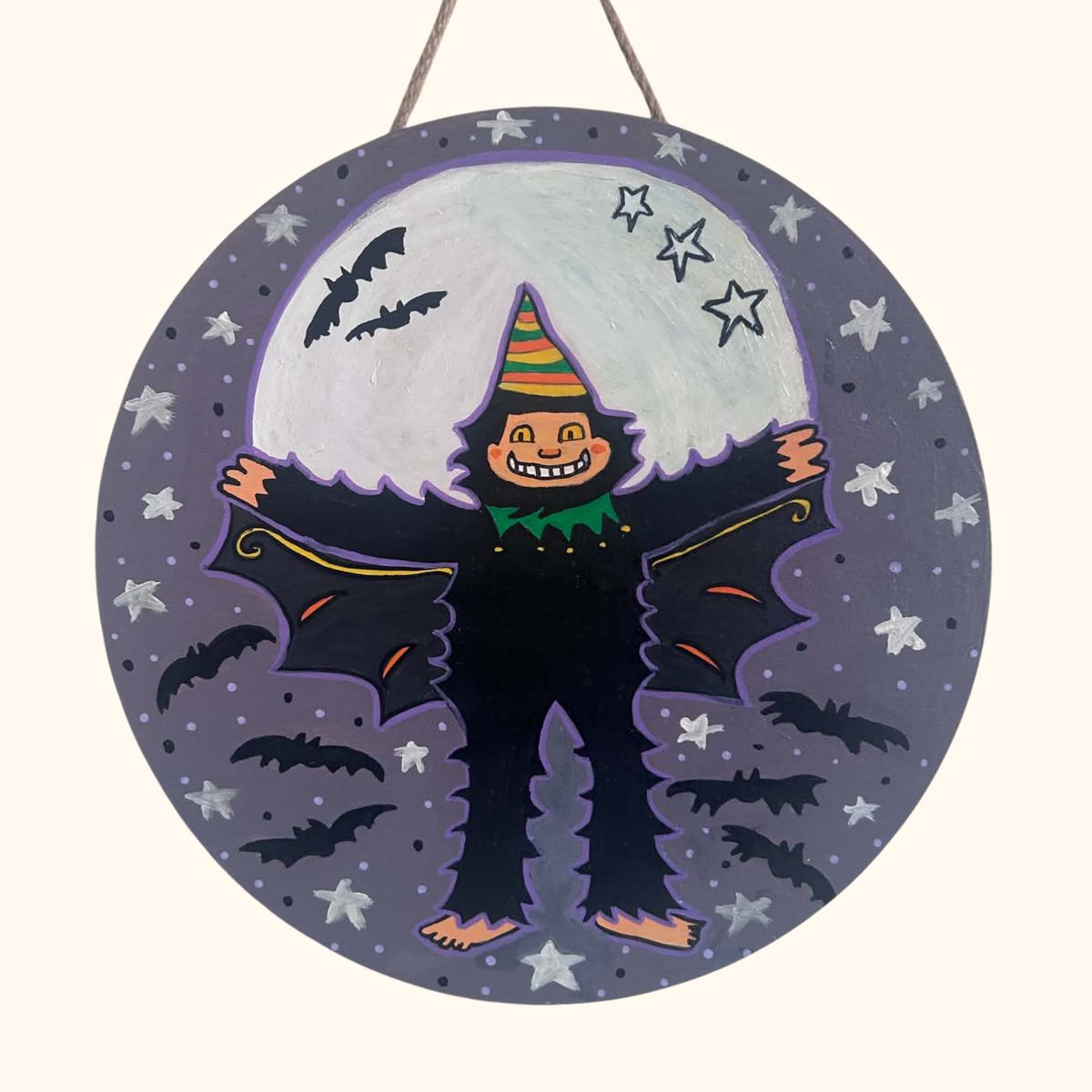 Hand Painted Retro Bigfoot Halloween Door Hanger