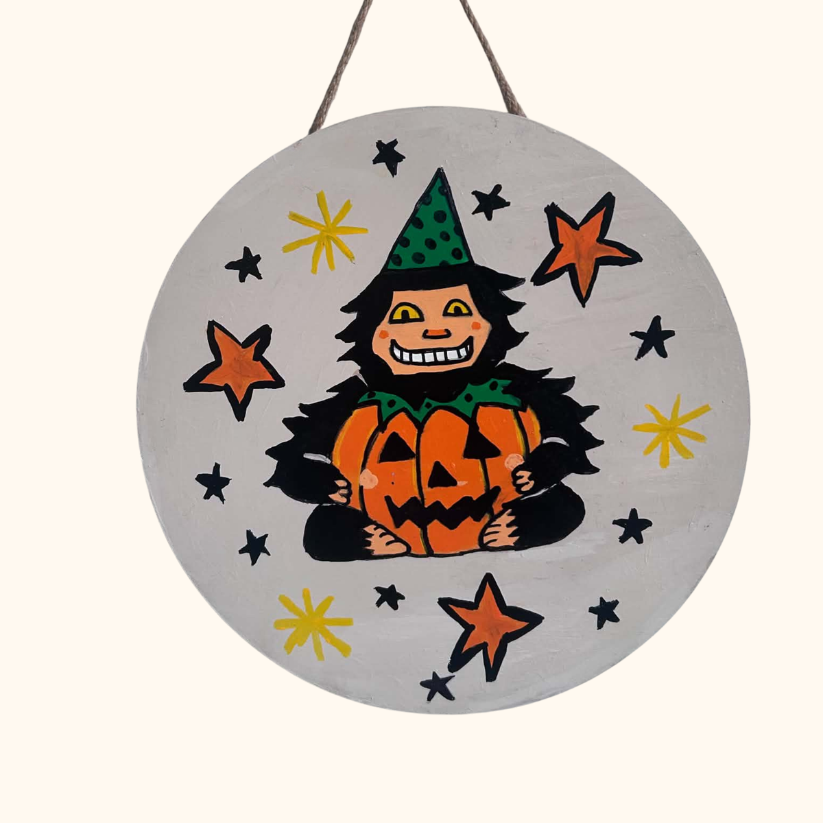 Hand Painted Retro Bigfoot Halloween Door Hanger