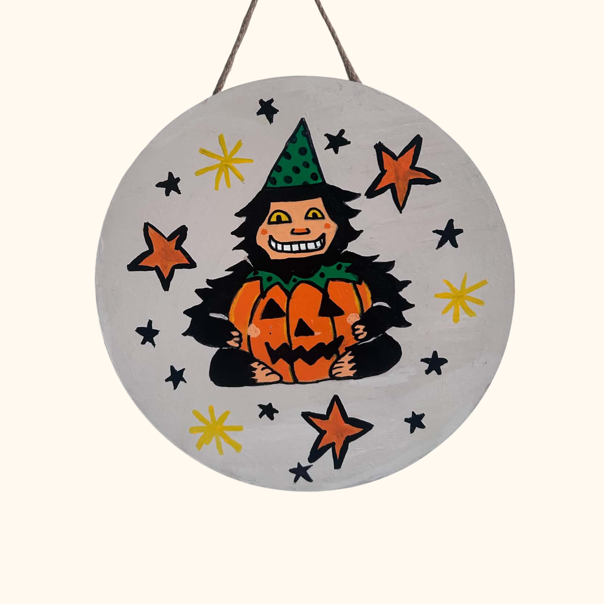 Hand Painted Retro Bigfoot Halloween Door Hanger