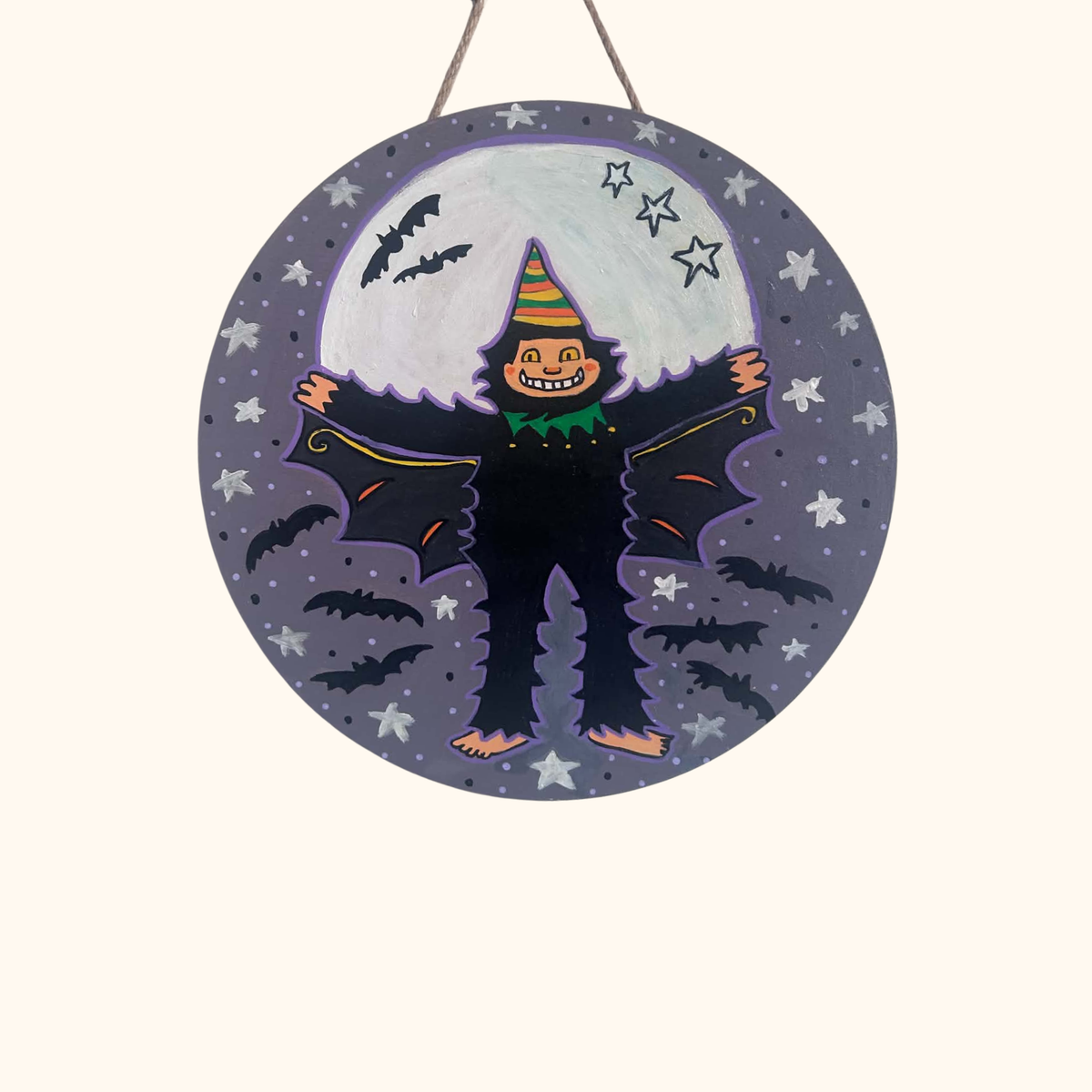 Hand Painted Retro Bigfoot Halloween Door Hanger