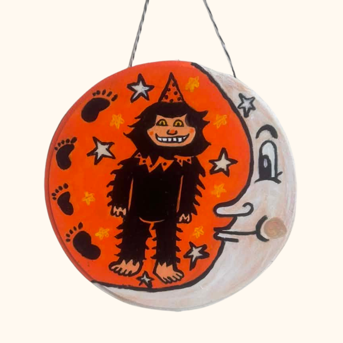 Hand Painted Retro Bigfoot Halloween Tiny Door Hanger
