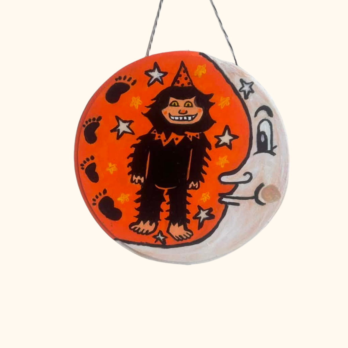 Hand Painted Retro Bigfoot Halloween Tiny Door Hanger