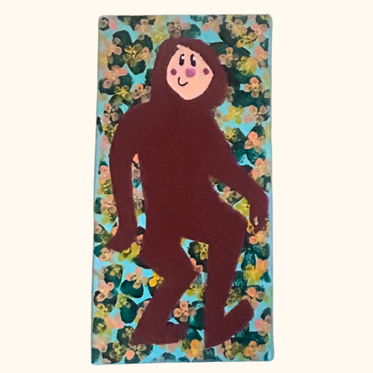 Big Foot in the Flowers Painting on 12x4 Stretched Canvas
