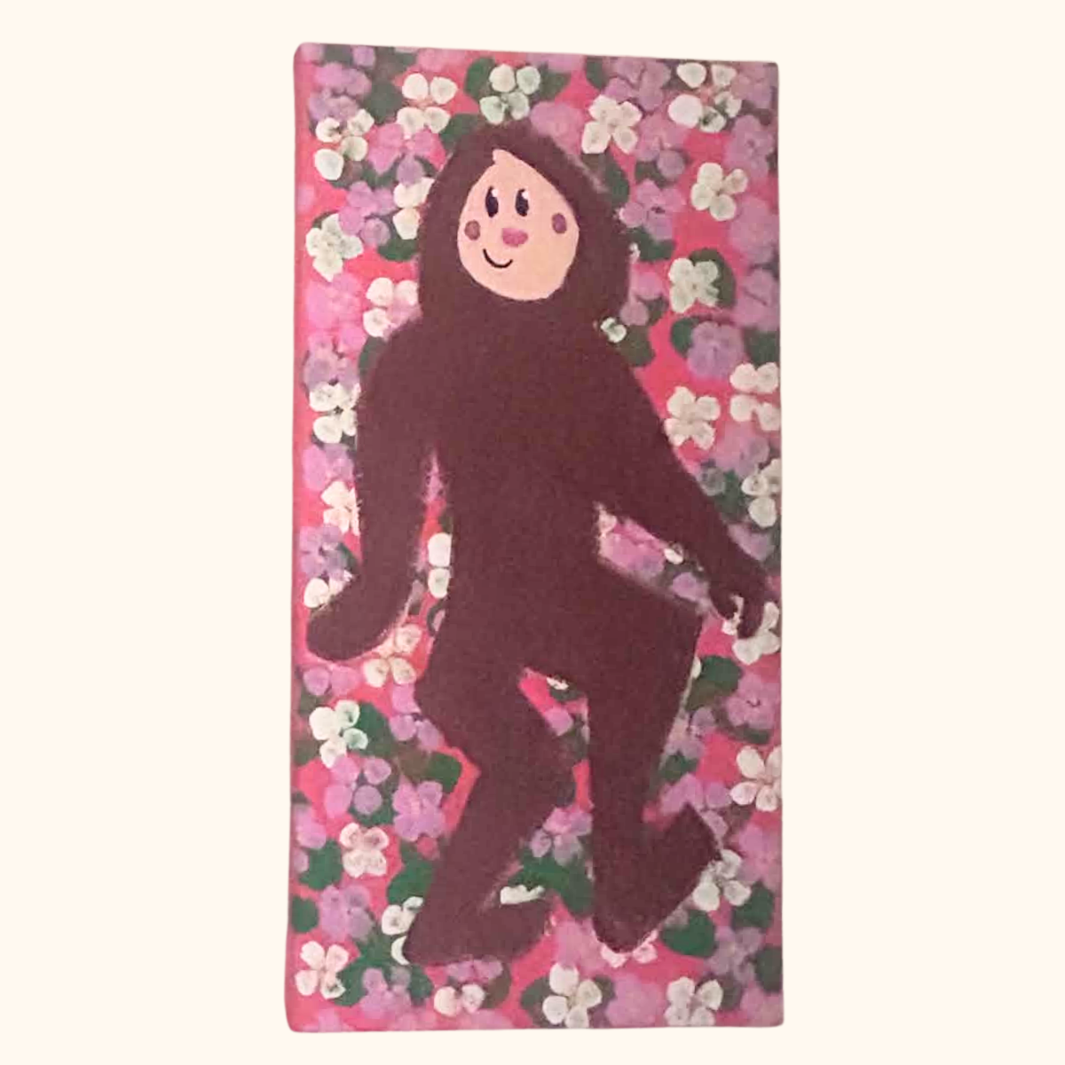 Big Foot in the Flowers Painting on 12x4 Stretched Canvas