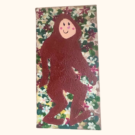 Big Foot in the Flowers Painting on 12x4 Stretched Canvas